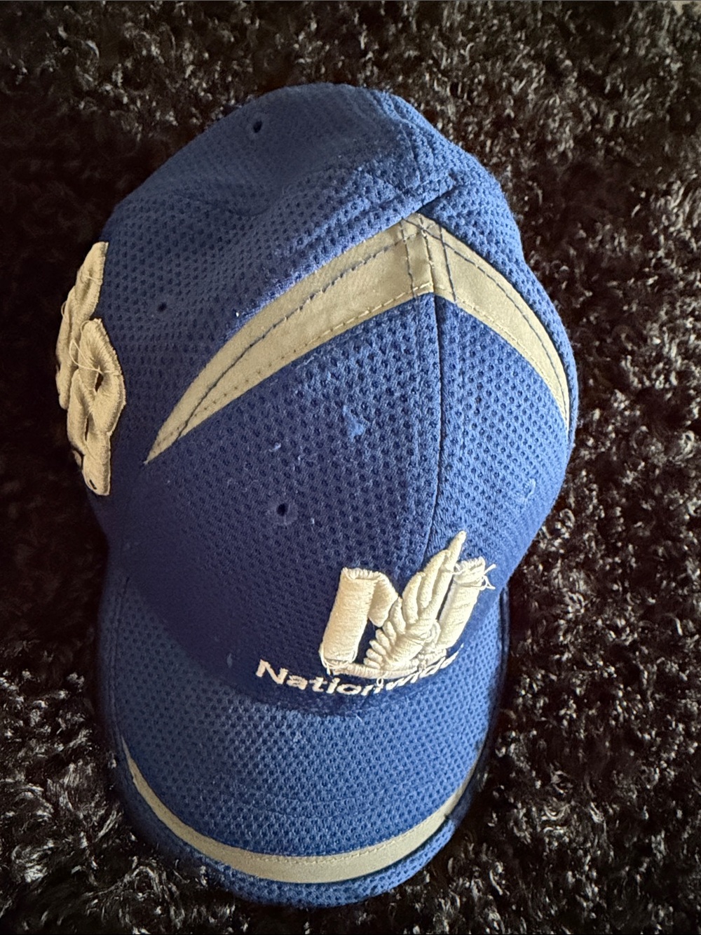 Blue Embroidered Mesh Baseball Cap with Reflective Accents